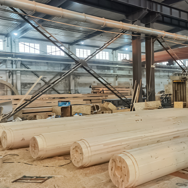 Colonna rotonda in legno lamellare di abete Douglas
